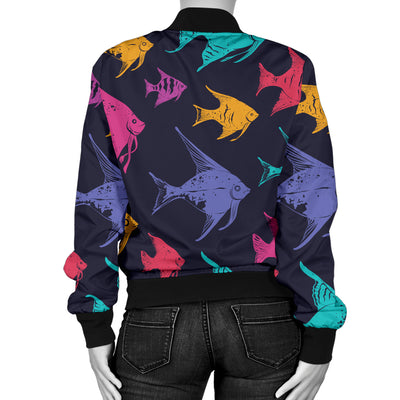 Angelfish Colorful Pattern Print Design 03 Women's Bomber Jacket