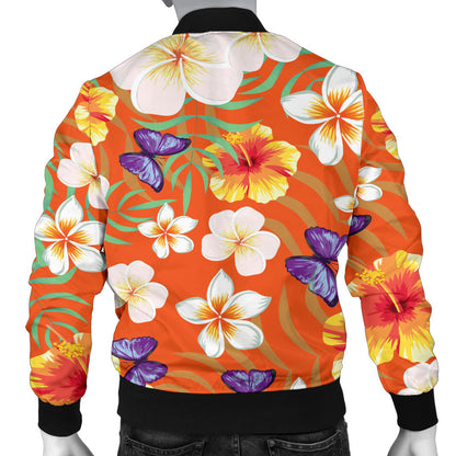 Tropical Flower Pattern Print Design TF027 Men Bomber Jacket