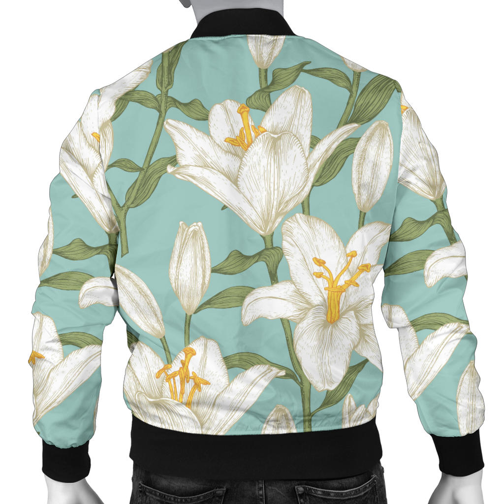 Lily Pattern Print Design LY09 Men Bomber Jacket