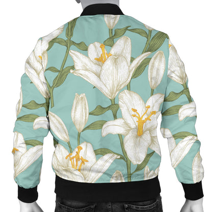 Lily Pattern Print Design LY09 Men Bomber Jacket