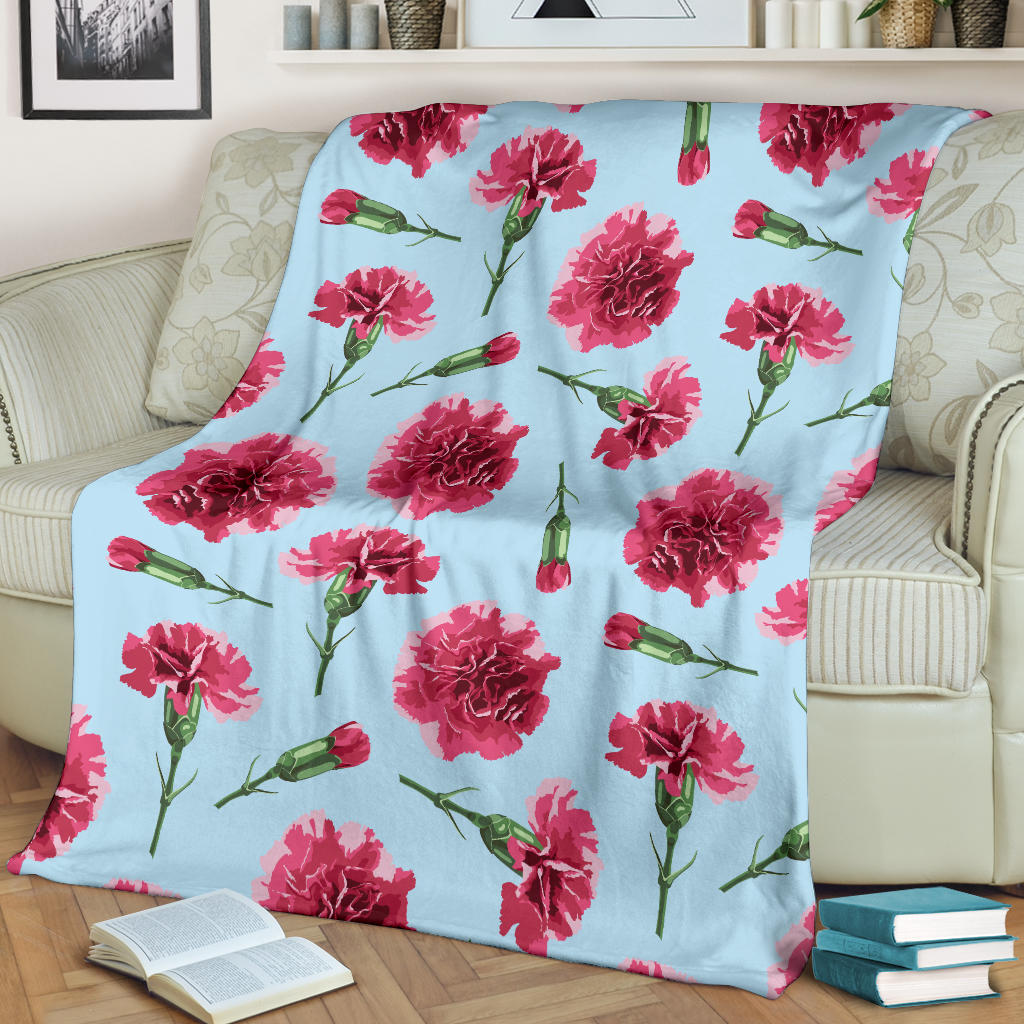 Carnations Pattern Print Design CN01 Fleece Blanket