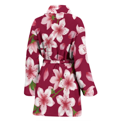 Cherry Blossom Pattern Print Design CB06 Women Bathrobe