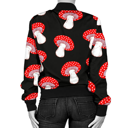 Mushroom Pattern Print Design A02 Women's Bomber Jacket