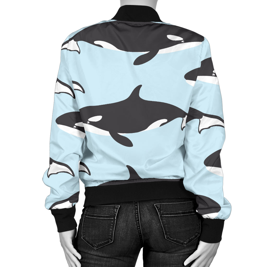 Killer Whale Pattern Print Design 01 Women's Bomber Jacket