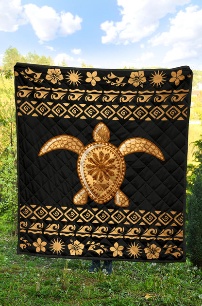 Tribal Sea turtle Polynesian Hawaiian Premium Quilt