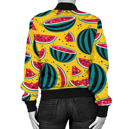 Watermelon Pattern Print Design WM02 Women Bomber Jacket
