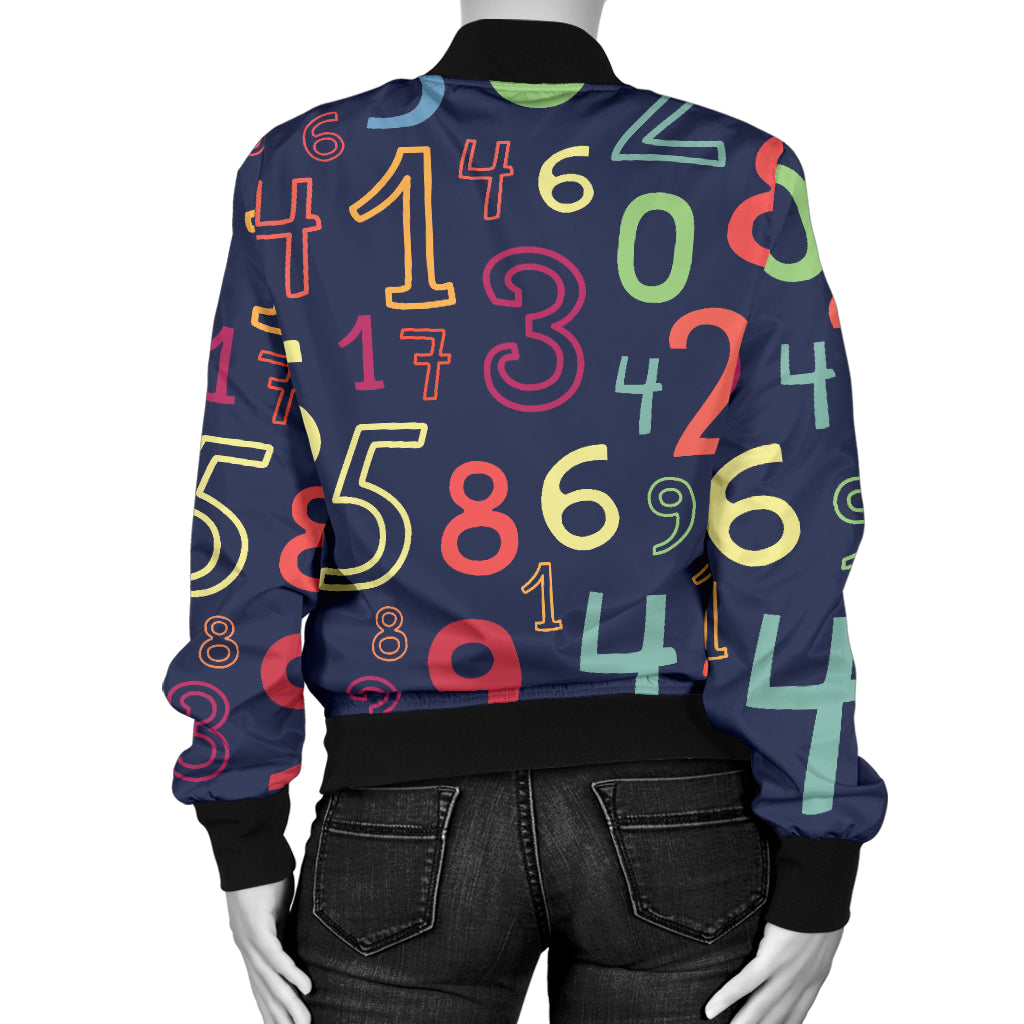 Number Pattern Print Design A01 Women's Bomber Jacket