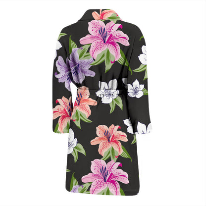 Lily Pattern Print Design LY02 Men Bathrobe