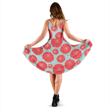 Marigold Pattern Print Design MR03 Midi Dress