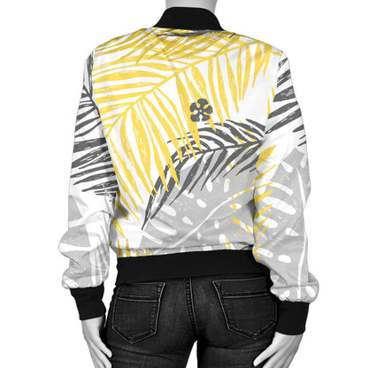 Palm Leaves Pattern Print Design PL012 Women Bomber Jacket
