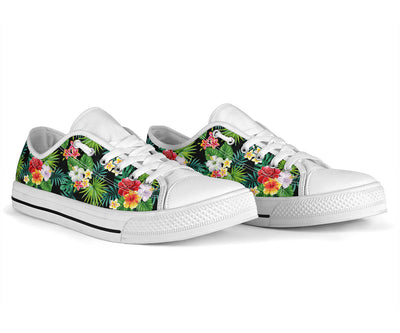 Hibiscus Hawaiian flower tropical White Bottom Low Top Shoes