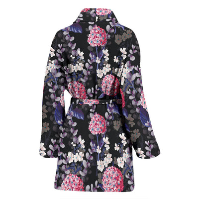 Hydrangea Pattern Print Design HD04 Women Bathrobe