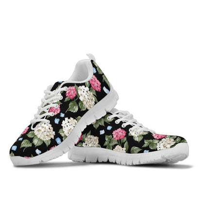 Hydrangea Pattern Print Design HD09 Sneakers White Bottom Shoes