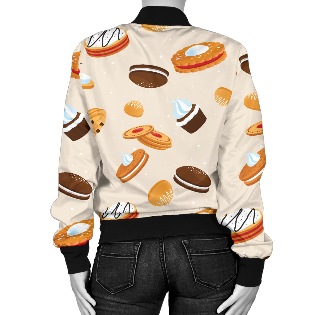 Biscuit Pattern Print Design 01 Women's Bomber Jacket