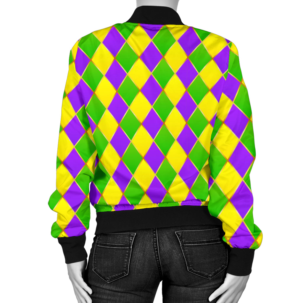 Mardi Gras Pattern Print Design 01 Women's Bomber Jacket