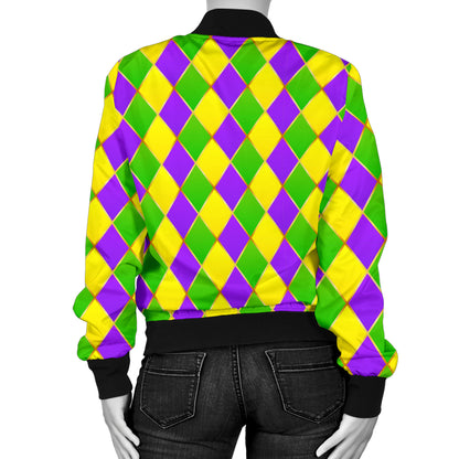Mardi Gras Pattern Print Design 01 Women's Bomber Jacket