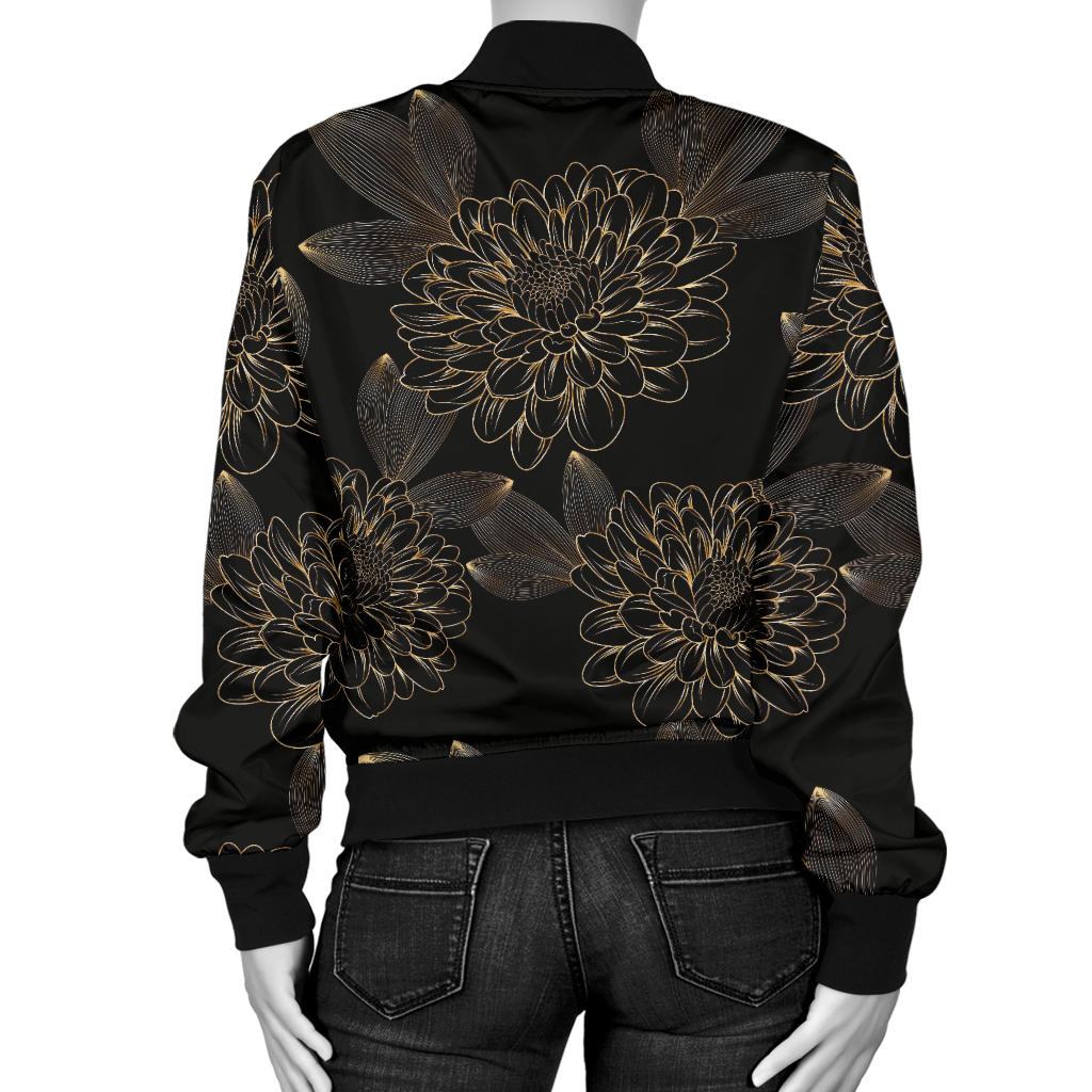 Dahlia Pattern Print Design DH04 Women Bomber Jacket