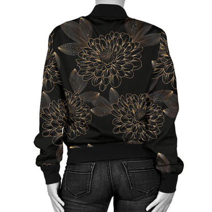 Dahlia Pattern Print Design DH04 Women Bomber Jacket