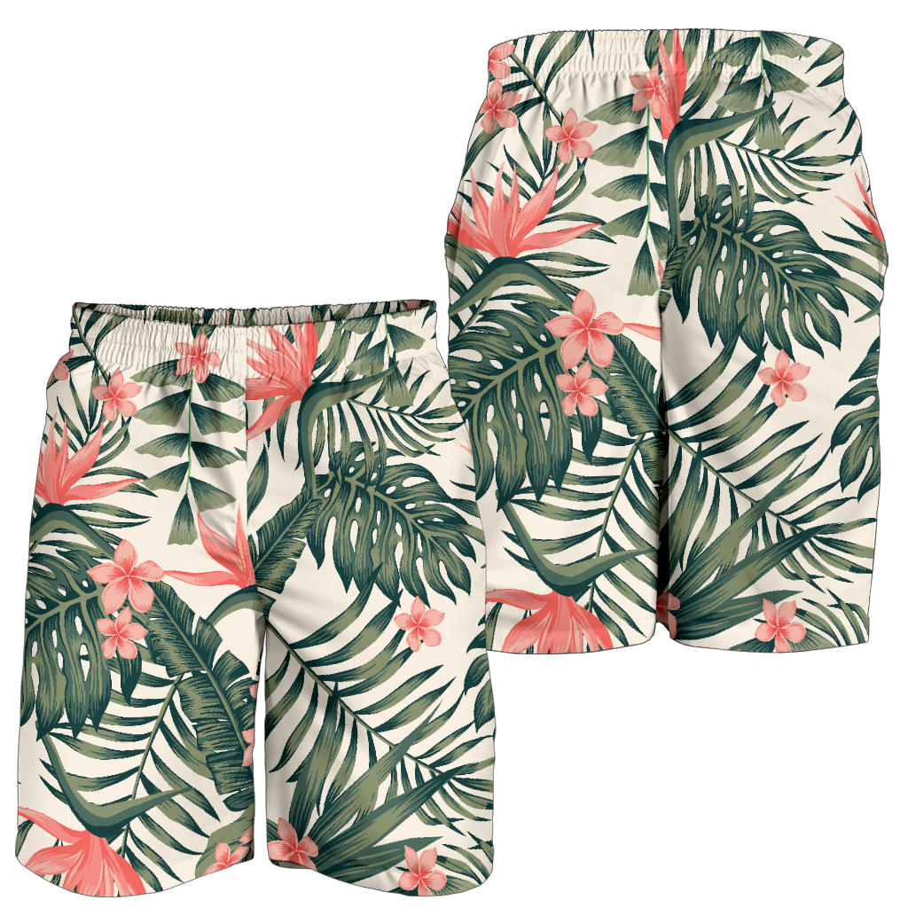 Tropical Flower Palm Leaves Mens Shorts