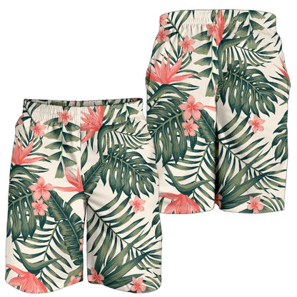 Tropical Flower Palm Leaves Mens Shorts