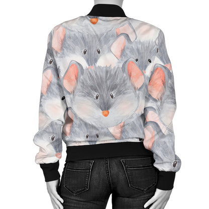 Rat Baby Pattern Print Design 02 Women's Bomber Jacket