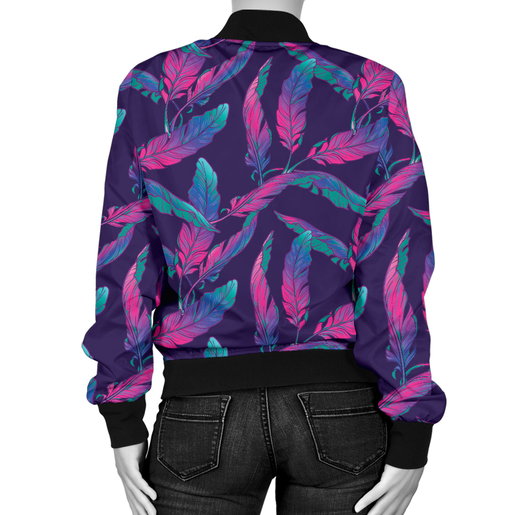 Banana Leaf Pattern Print Design 08 Women's Bomber Jacket