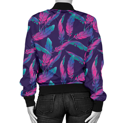 Banana Leaf Pattern Print Design 08 Women's Bomber Jacket