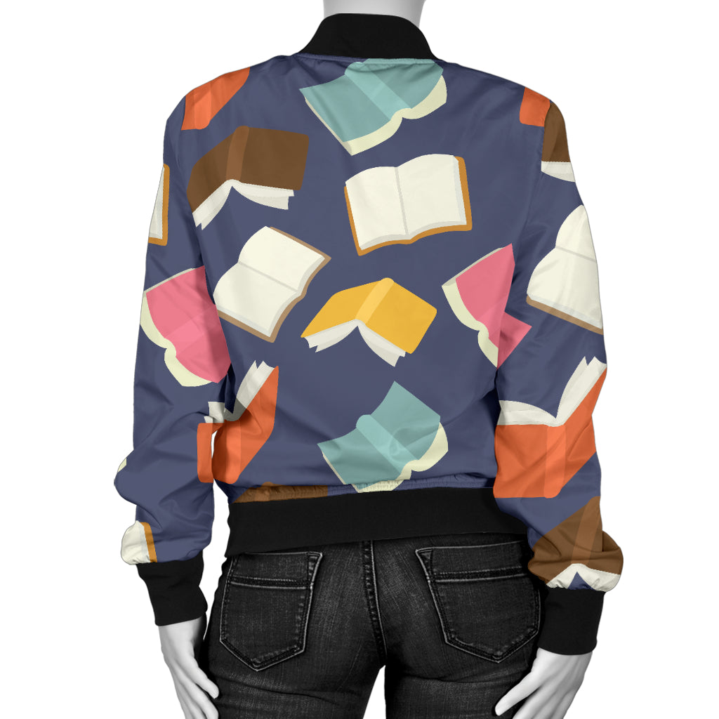 Book Pattern Print Design 01 Women's Bomber Jacket