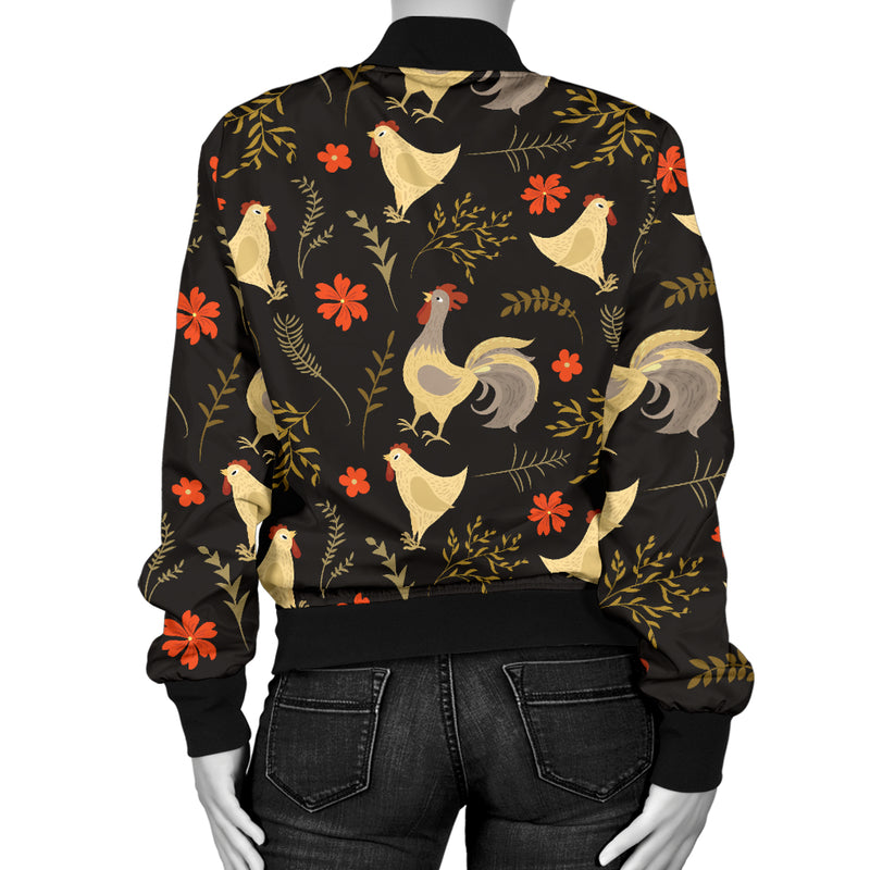 Chicken Pattern Print Design 04 Women's Bomber Jacket