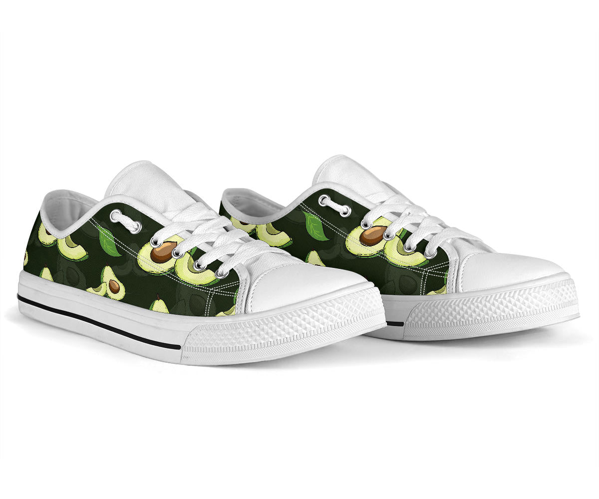 Avocado Pattern Print Design AC07 White Bottom Low Top Shoes