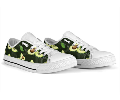 Avocado Pattern Print Design AC07 White Bottom Low Top Shoes