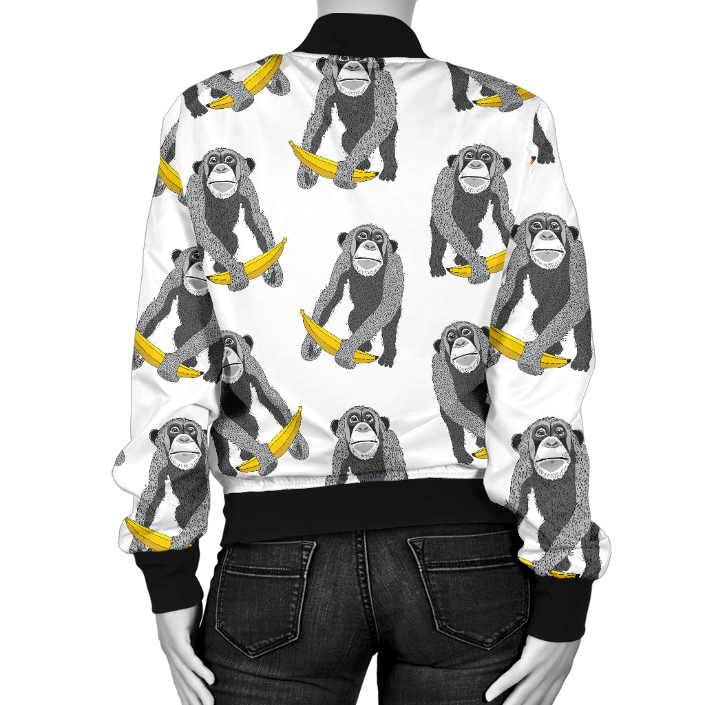 Chimpanzee Pattern Print Design 05 Women's Bomber Jacket