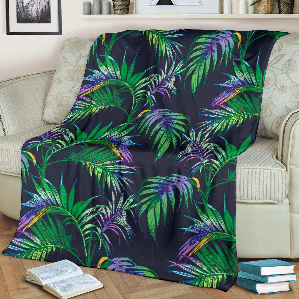 Palm Leaves Pattern Print Design PL04 Fleece Blanket