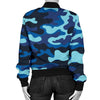 Camo Blue Pattern Print Design 04 Women's Bomber Jacket