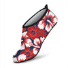 Red Hibiscus Pattern Print Design HB01 Aqua Water Shoes