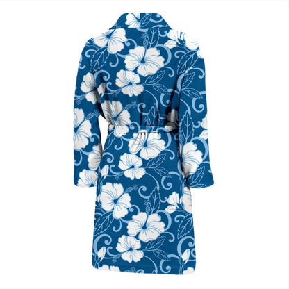 Hibiscus Pattern Print Design HB03 Men Bathrobe