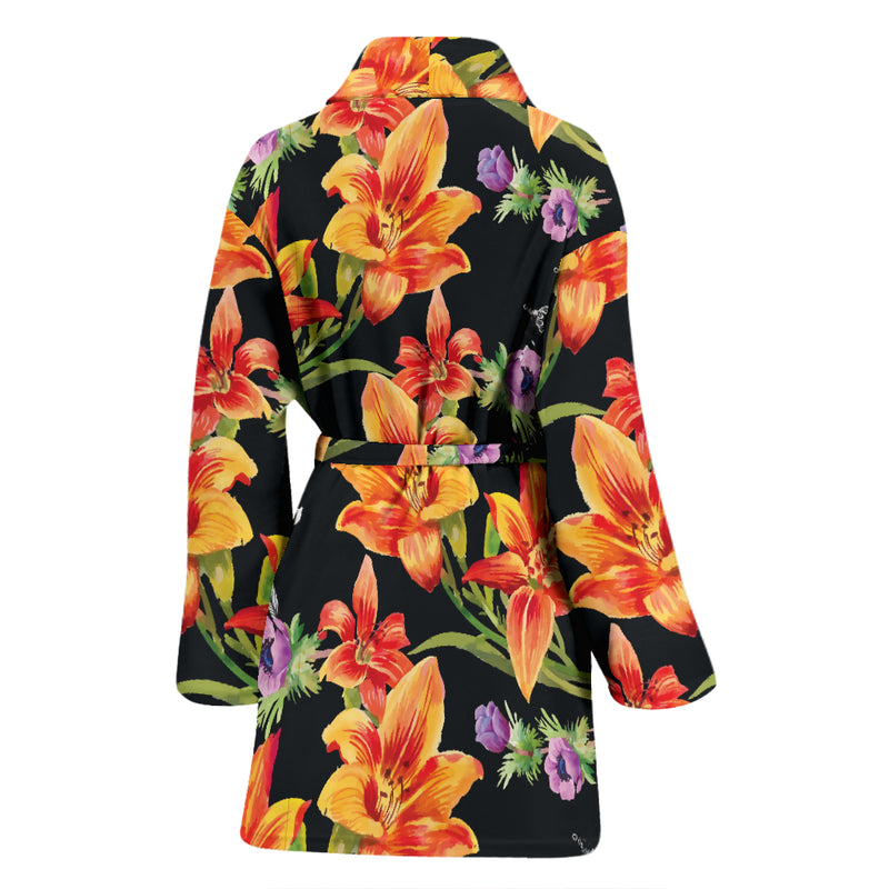 Tropical Flower Pattern Print Design TF02 Women Bathrobe