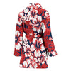 Red Hibiscus Pattern Print Design HB01 Women Bathrobe