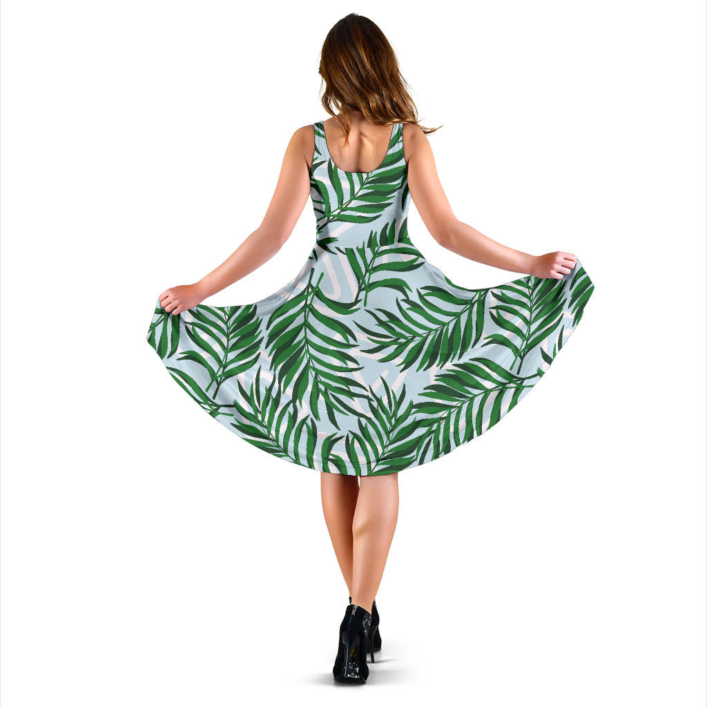 Palm Leaves Pattern Print Design PL06 Midi Dress