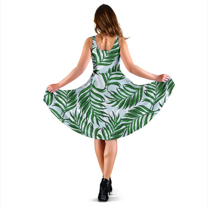 Palm Leaves Pattern Print Design PL06 Midi Dress