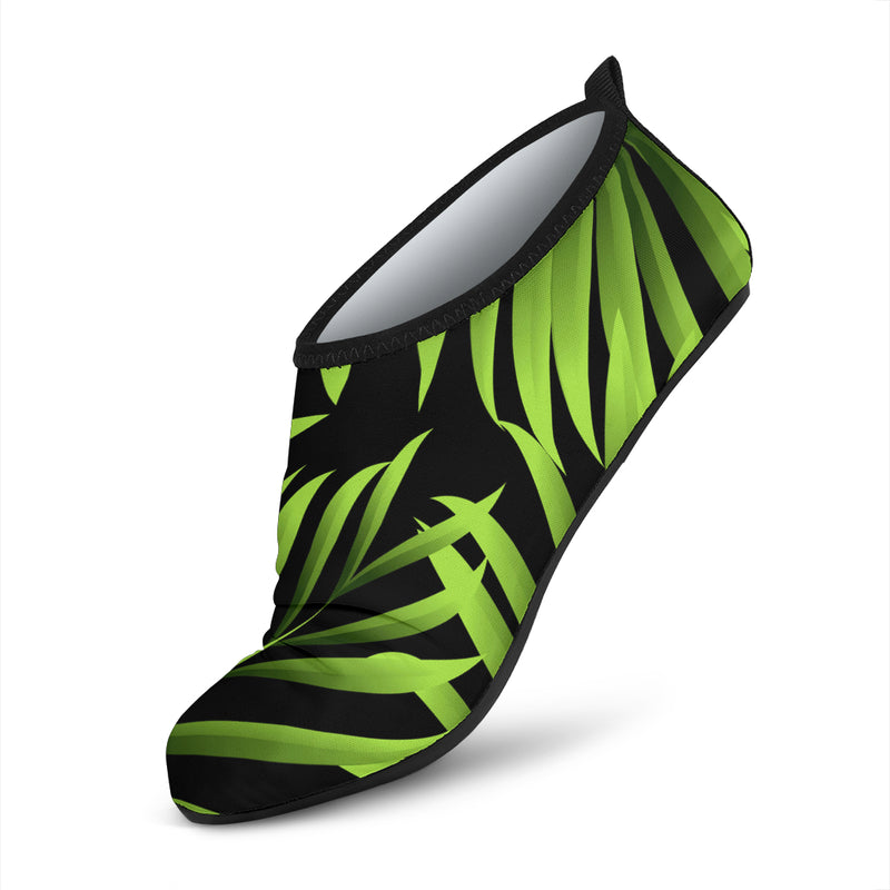 Green Neon Tropical Palm Leaves Aqua Water Shoes