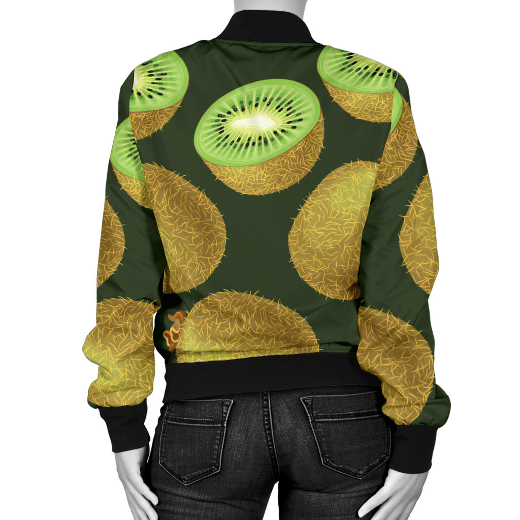 Kiwi Pattern Print Design KW04 Women Bomber Jacket