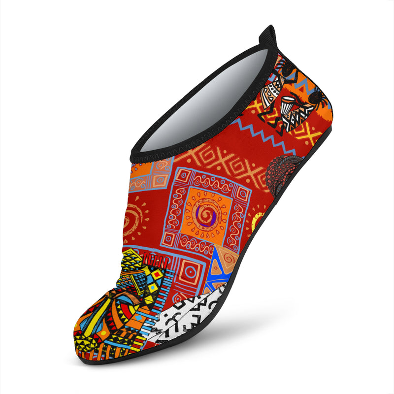African Print Pattern Aqua Water Shoes