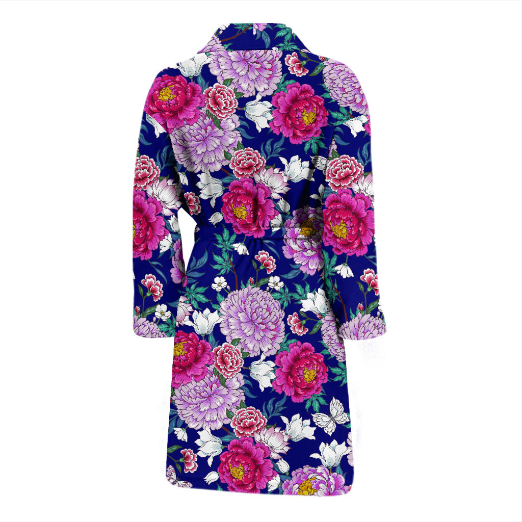 Dahlia Pattern Print Design DH013 Men Bathrobe