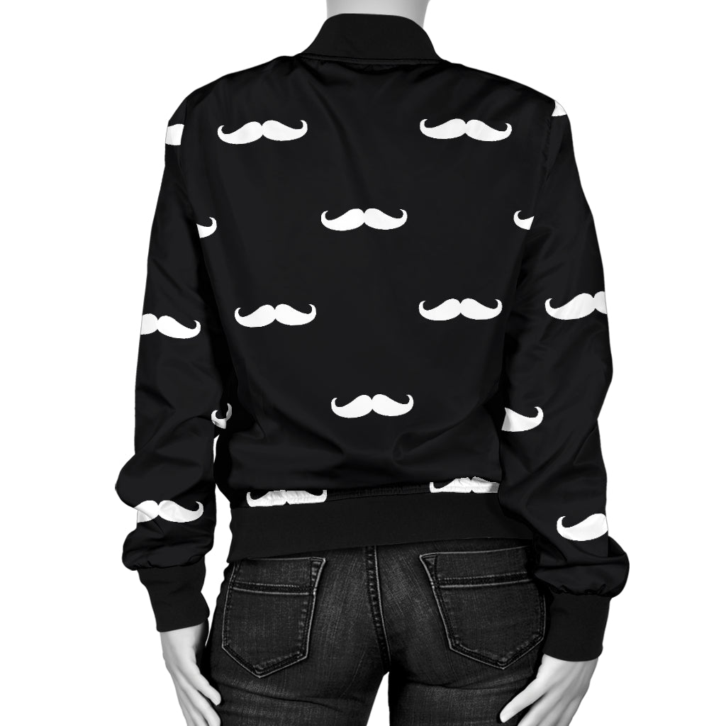 Mustache Pattern Print Design A04 Women's Bomber Jacket
