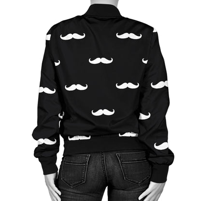 Mustache Pattern Print Design A04 Women's Bomber Jacket