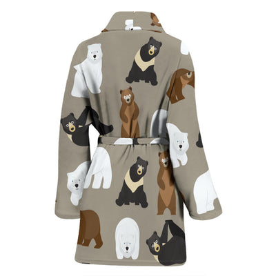 Bear Pattern Print Design BE03 Women Bathrobe