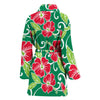 Red Hibiscus Pattern Print Design HB019 Women Bathrobe