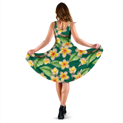 Plumeria Pattern Print Design PM07 Midi Dress