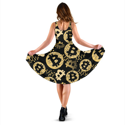 Bitcoin Pattern Print Design DO06 Midi Dress